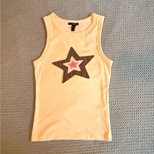 Forever 21 Cream, Green and Pink Star Tank Top
